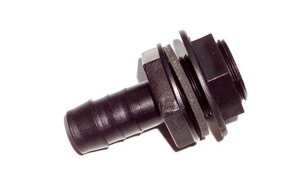 Schlauchanschluss Tankanschluss 3/4" 19 mm grade schwarz mit Mutter und Dichtung